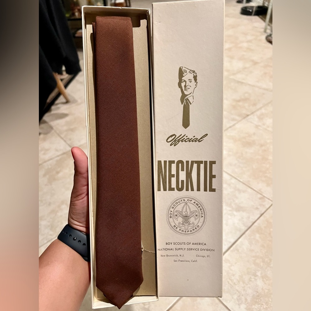 VINTAGE Boy Scouts Of America Necktie - Brown - Original Box